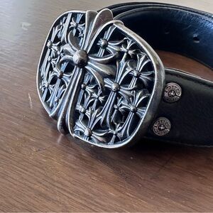 Chrome Hearts Black and Silver Belt Cemetery